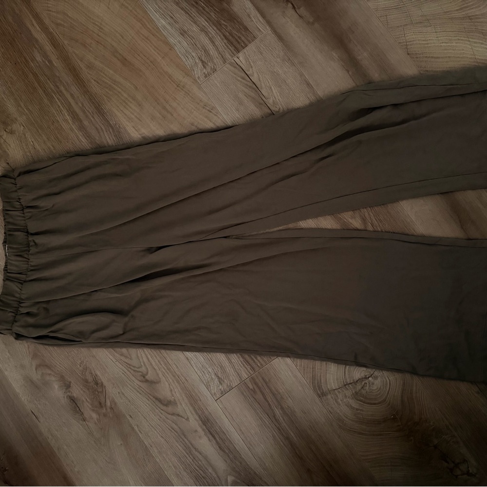 Oak + Fort Women's Elastic Waist Wide-Leg Pants - Olive